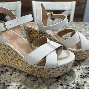 Michael White Wedge Sandals with Criss-Cross Straps